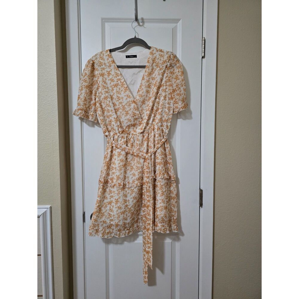 Mustard Floral Mini Dress Size XL